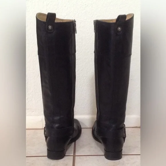**SALE** Frye Philip Harness Black Tall Inside Zip Boots - Picture 7 of 11